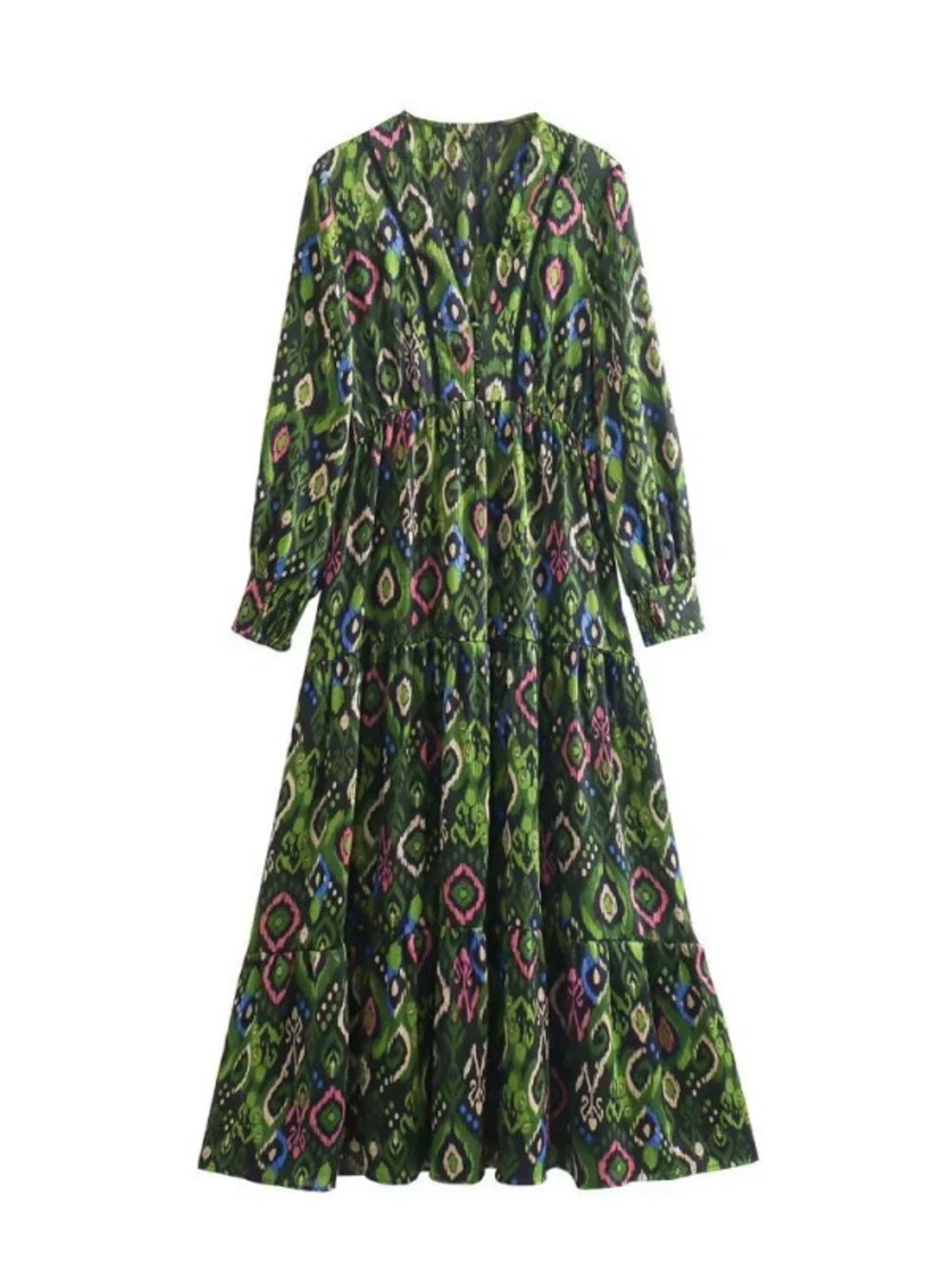 ZARA Autumn Long Sleeve Lace Trim Printed Dress